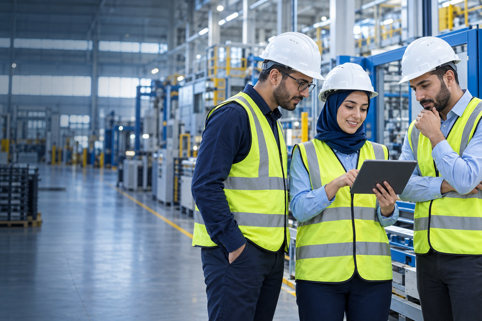 Ingénieurs collaborant sur un site industriel